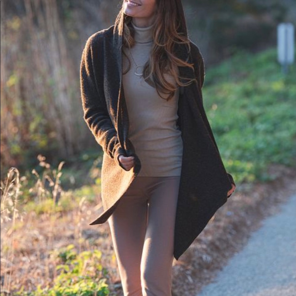 Betabrand Black Sheep Hooded Wrap Sweater